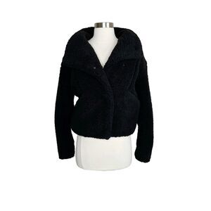 Frame Jacket Women's XS Black Sherpa Coat Teddy Shearling Fleece Funnel Neck